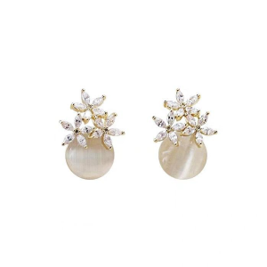 Pendientes de Botón de Flor con Diamantes