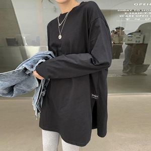 Camiseta de Manga Larga con Abertura Lateral